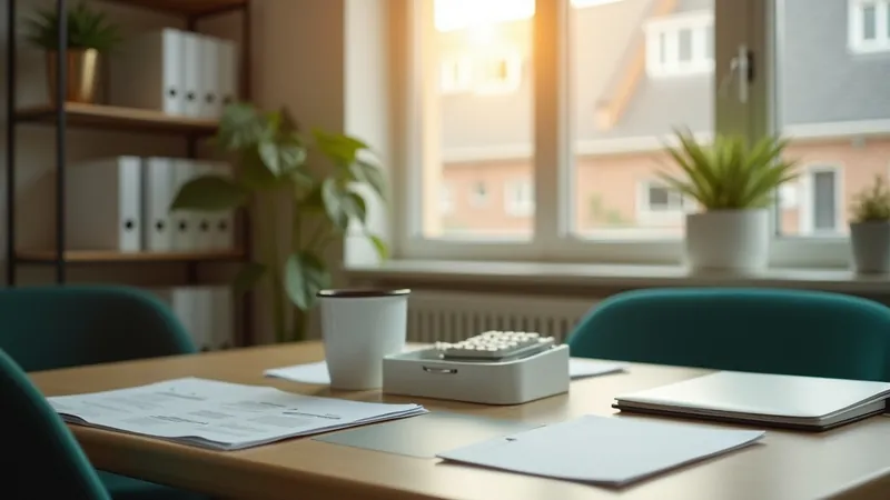 Tafel met papieren en een rekenmachine bij het raam